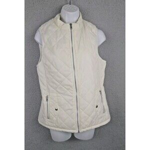 Argstar Jacket Vest Womens S White Quilted Lightweight Puffer Style Zip Pockets